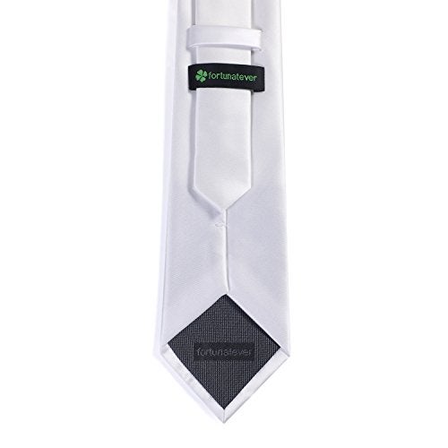 fortunatever Men's Solid Satin Necktie,White Ties For Men With Gift Box - Image 2