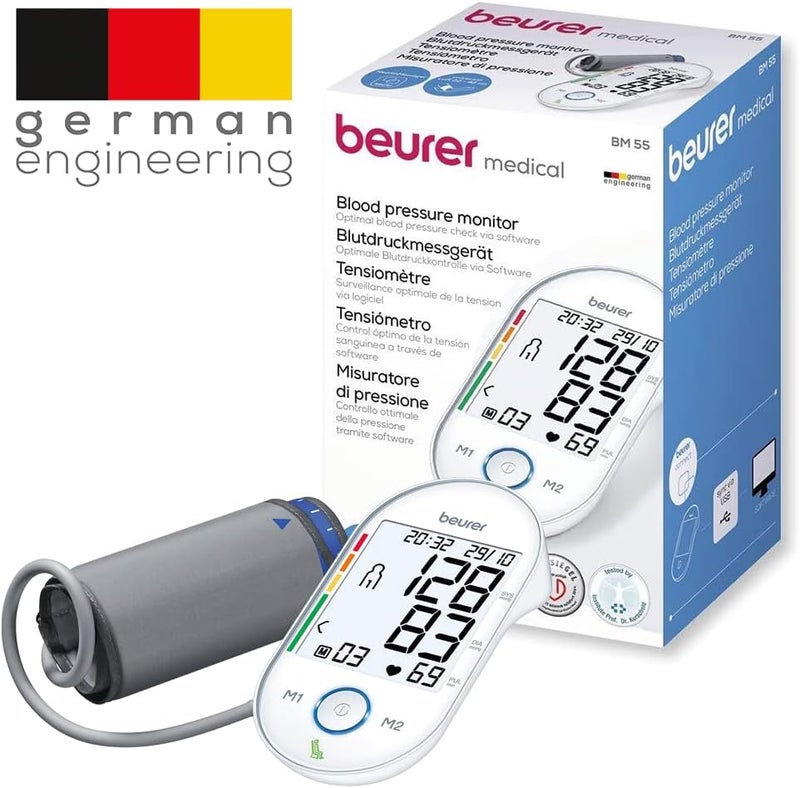 Beurer BM55 Upper Arm Blood Pressure Monitor Medical device XL upperarm cuff 2242cm HealthManager Pro USBUploader for ongoing health monitoring Arrhythmia detection - Image 2