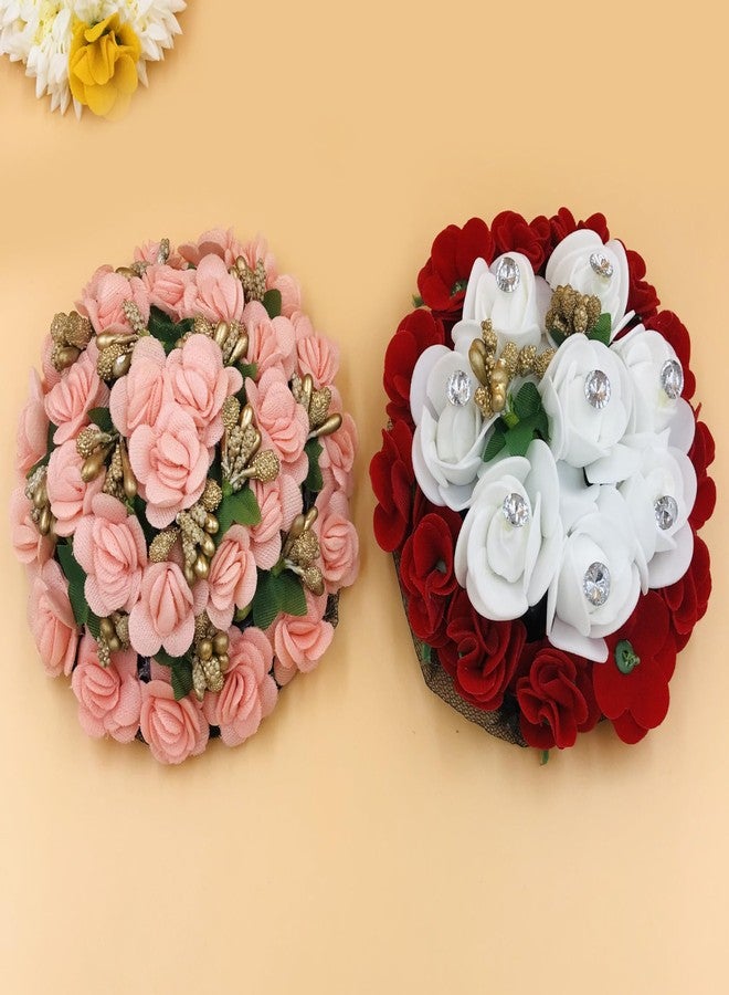 AROOMAN Full Juda Bun Hair Flower Gajra Combo for Wedding and Party - Image 4