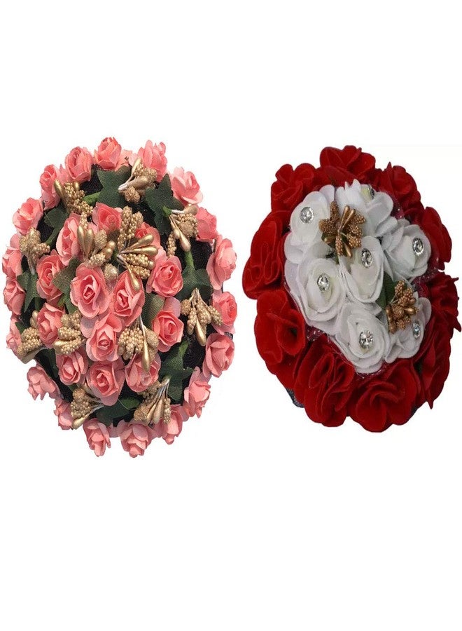 AROOMAN Full Juda Bun Hair Flower Gajra Combo for Wedding and Party - Image 1
