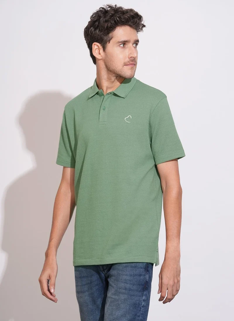 بيينغ هيومان Men Typography Polo Collar Pure Cotton Pockets T-shirt