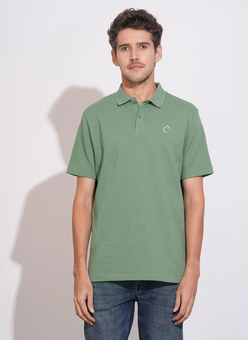 بيينغ هيومان Men Typography Polo Collar Pure Cotton Pockets T-shirt