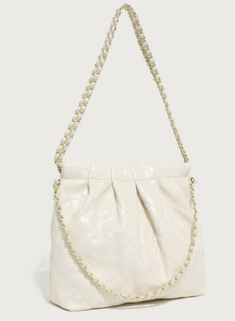 Loquat Small Bucket Bag for Women Simple Style Hobo Single Shoulder Crossbody Bag Handbag Cream White  - Image 2