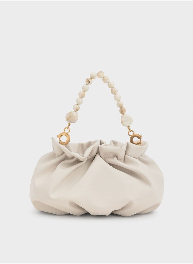 Charles & Keith Ruched Bead-Embellished Bag  - Image 1