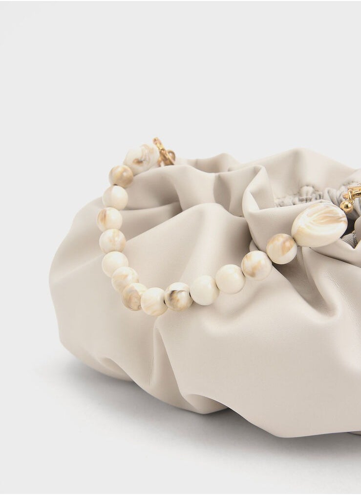 Charles & Keith Ruched Bead-Embellished Bag  - Image 4