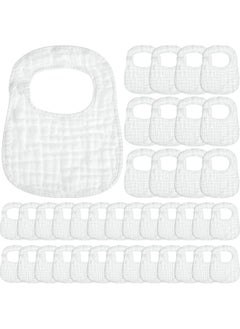 Reginary Reginary 30 Pack Muslin Bibs Adjustable Baby White Bibs Baby Bandana Drool Bibs for Boy Girl Infant Newborn Bibs 6 Absorbent Layers Muslin Snap Bibs for Feeding Drooling Teething  - Image 1