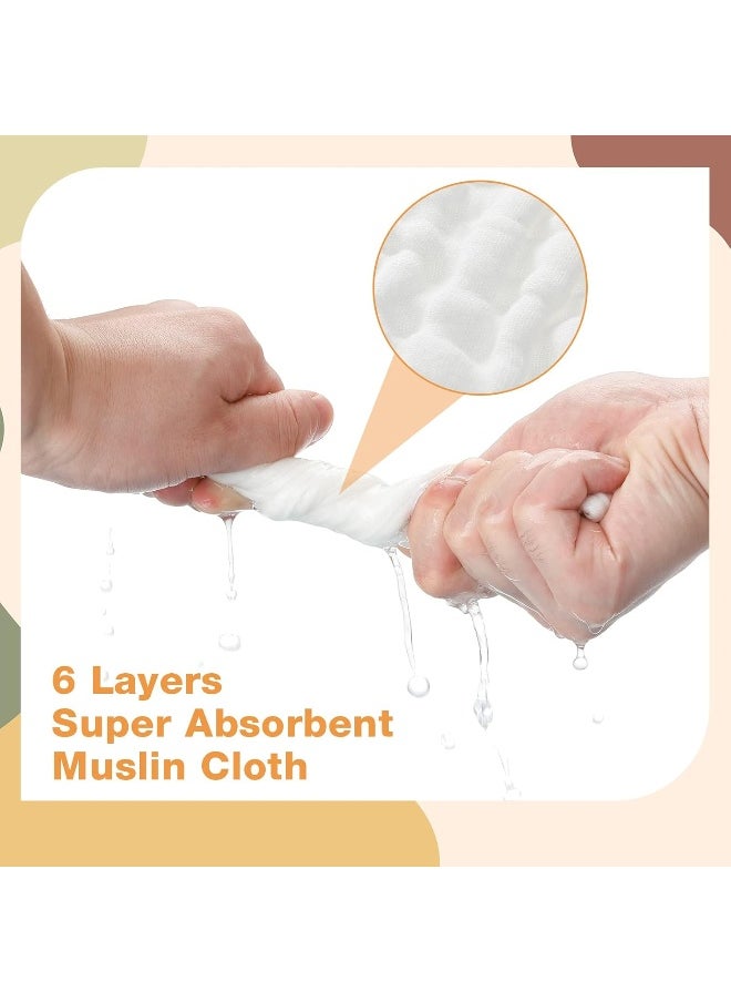 Reginary Reginary 30 Pack Muslin Bibs Adjustable Baby White Bibs Baby Bandana Drool Bibs for Boy Girl Infant Newborn Bibs 6 Absorbent Layers Muslin Snap Bibs for Feeding Drooling Teething  - Image 4
