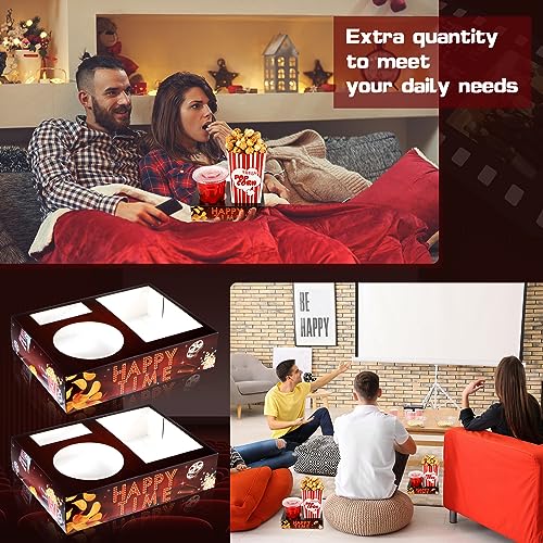 Faccito 36 Pcs Movie Night Snack Trays Movie Theater Snack Boxes Night Supply Disposable Paper Holder Tray for Popcorn Food Candy Drink Party 8 x 6 Inch(Dark Red,Retro Style) - Image 3