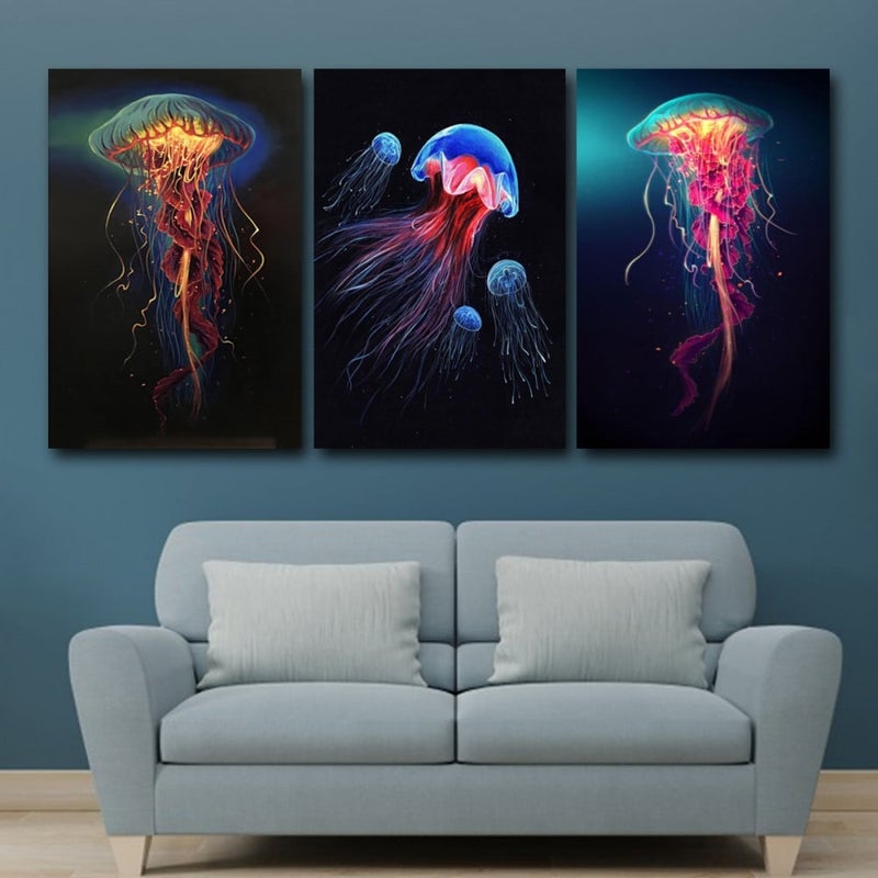 ماركتنا ثلاث لوحات قماشية بتصميم مودرن مع برواز مجوف مقاس (90×40) ثلاث قطع - Image 1