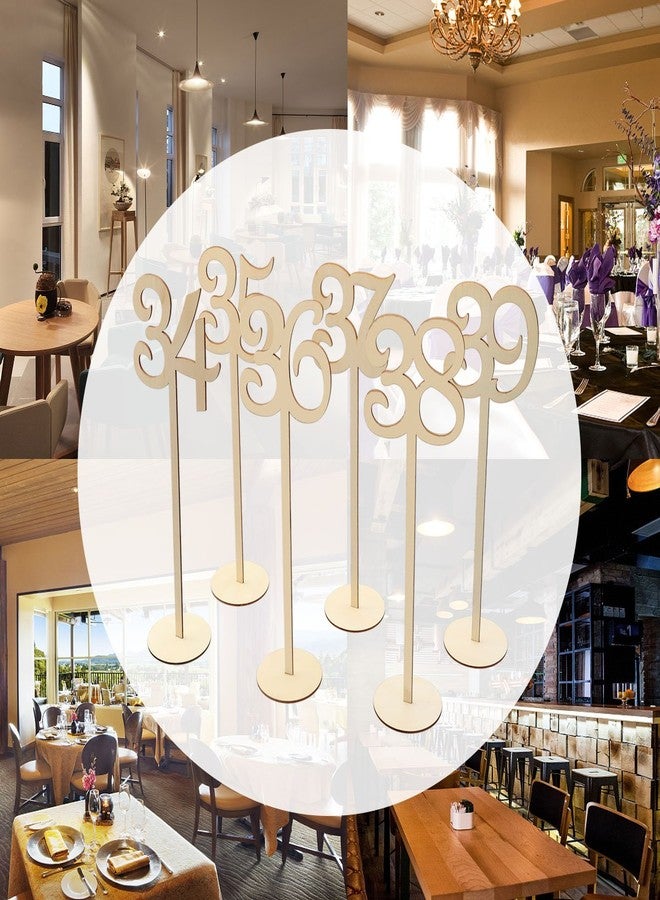 تينك سكاي أرقام طاولات خشبية من تينكسكي من 1 إلى 40 مع قاعدة حامل لتزيين حفلات الزفاف والمنزل، عبوة من 40 قطعة - Image 3