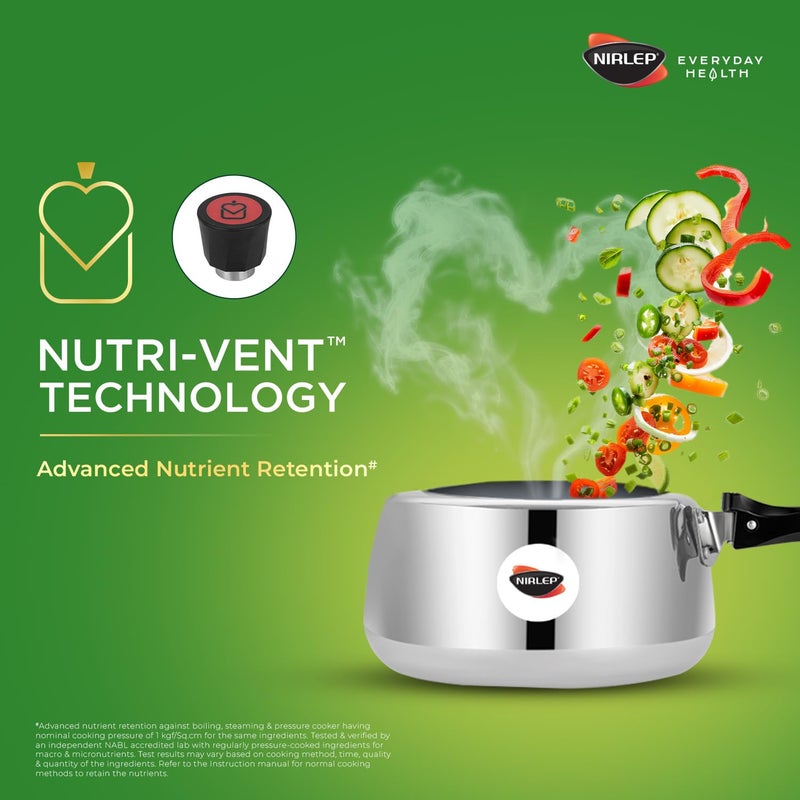 NIRLEP طباخ ضغط ألمنيوم هاندي نيرليب نوتري هيلث سعة 3 لترات مع قاعدة تحريضية وغطاء داخلي - Image 3