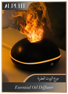 الروهيت موزع روائح الزيوت العطرية اللهب، مرطب رذاذ للعلاج العطري بالموجات فوق الصوتية سعة 200 مل مع تصميم كتم الصوت، إيقاف تلقائي بدون ماء، 7 مصابيح LED مهدئة للمكتب والمنزل وأجواء غرفة النوم، أسود  - Image 1