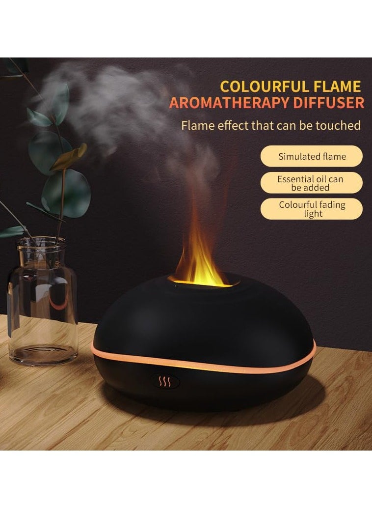 Alruht Flame Essential Oil Diffuser, 200ML Ultrasonic Aromatherapy Mist Humidifier with Mute Design, Waterless Auto Shut Off, 7 Soothing LED Lights for Office, Home, and Bedroom Ambiance, Black  - Image 2