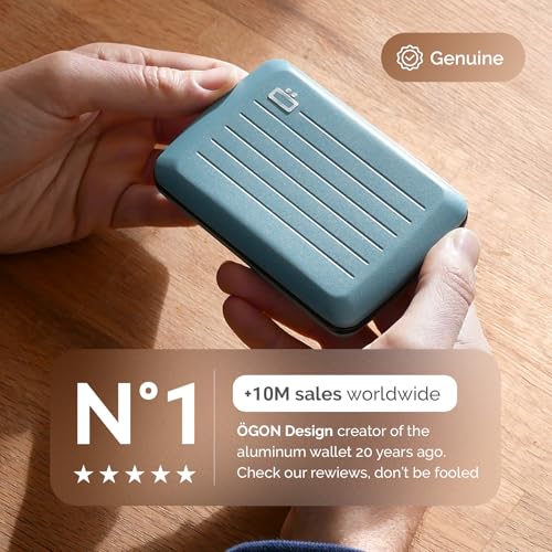 ÖGON -DESIGNS- Aluminum card holder with metal lock, RFID protection against fraud and demagnetization, compact wallet, Smart Case OSLO model (Matt paint Blue) - Image 3