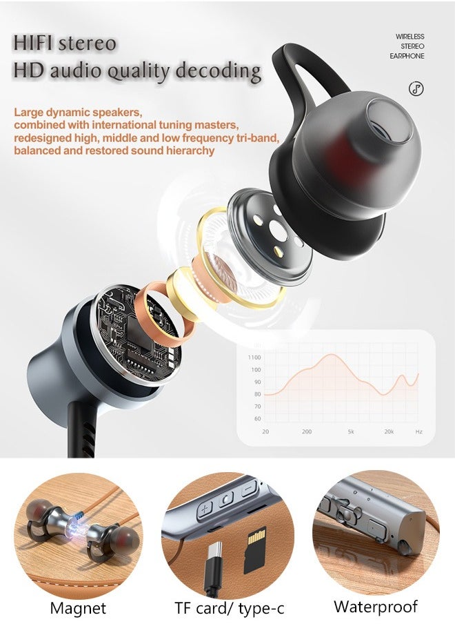 DUNISO - Wireless Bluetooth Headphones Neckband Headset With Retractable Earbuds Noise Cancelling Stereo Sweatproof Earphones With Mic For Gym Running Office packaging may vary - Image 1