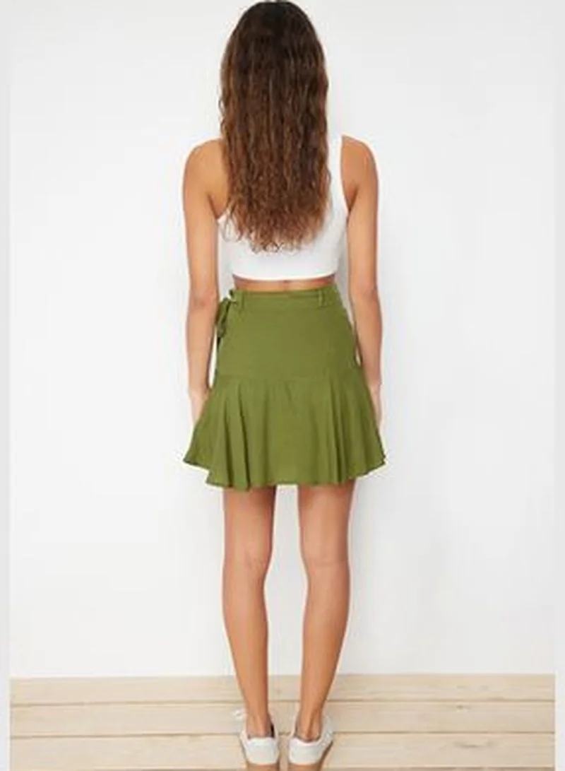 trendyol Khaki Woven Short Skirt TWOSS24SR00013