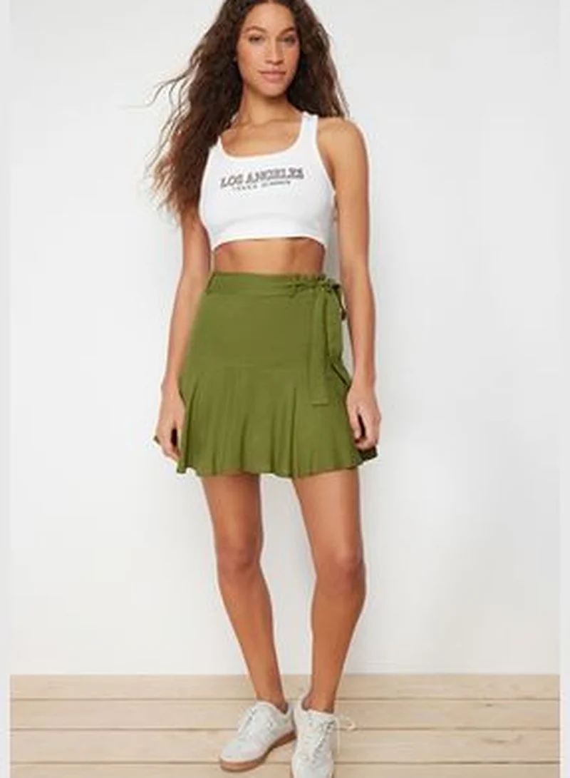 trendyol Khaki Woven Short Skirt TWOSS24SR00013