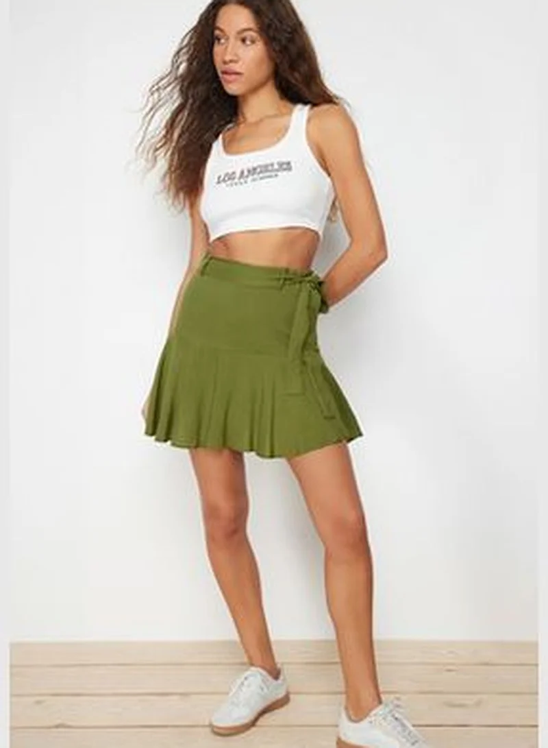 trendyol Khaki Woven Short Skirt TWOSS24SR00013