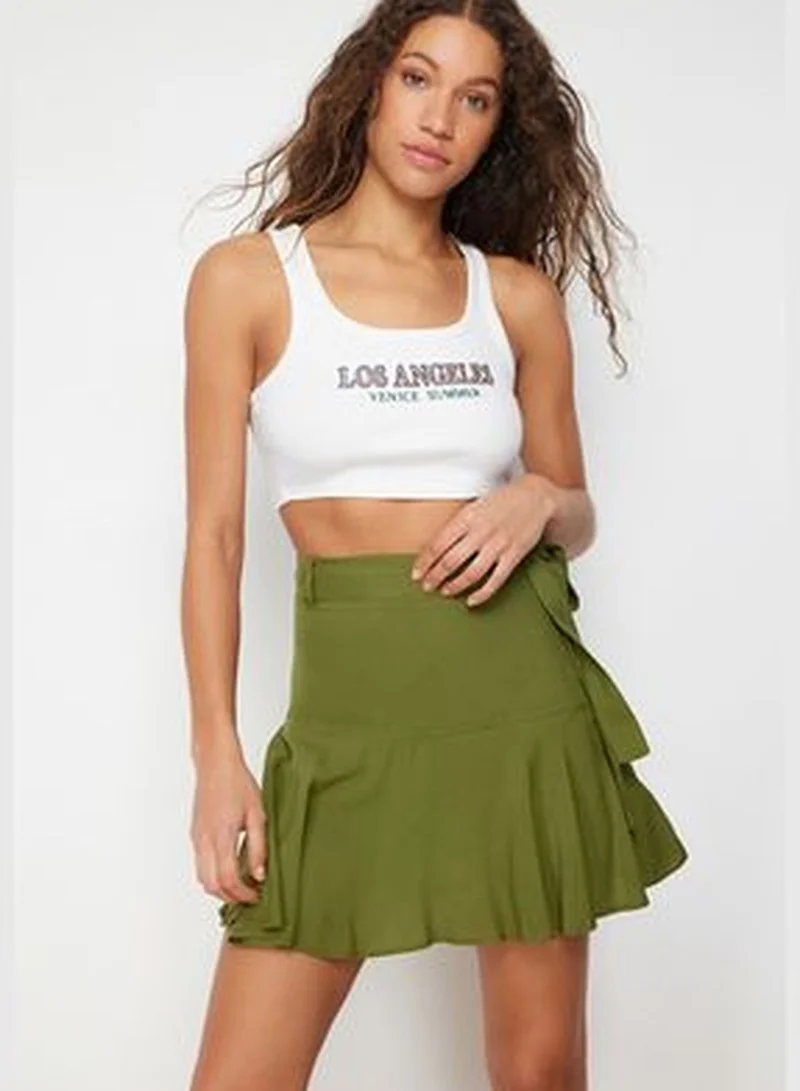 trendyol Khaki Woven Short Skirt TWOSS24SR00013