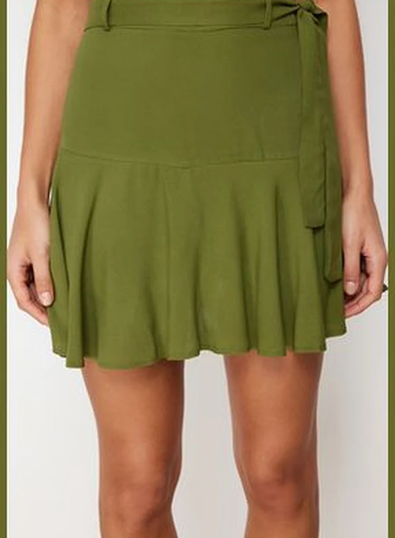 trendyol Khaki Woven Short Skirt TWOSS24SR00013