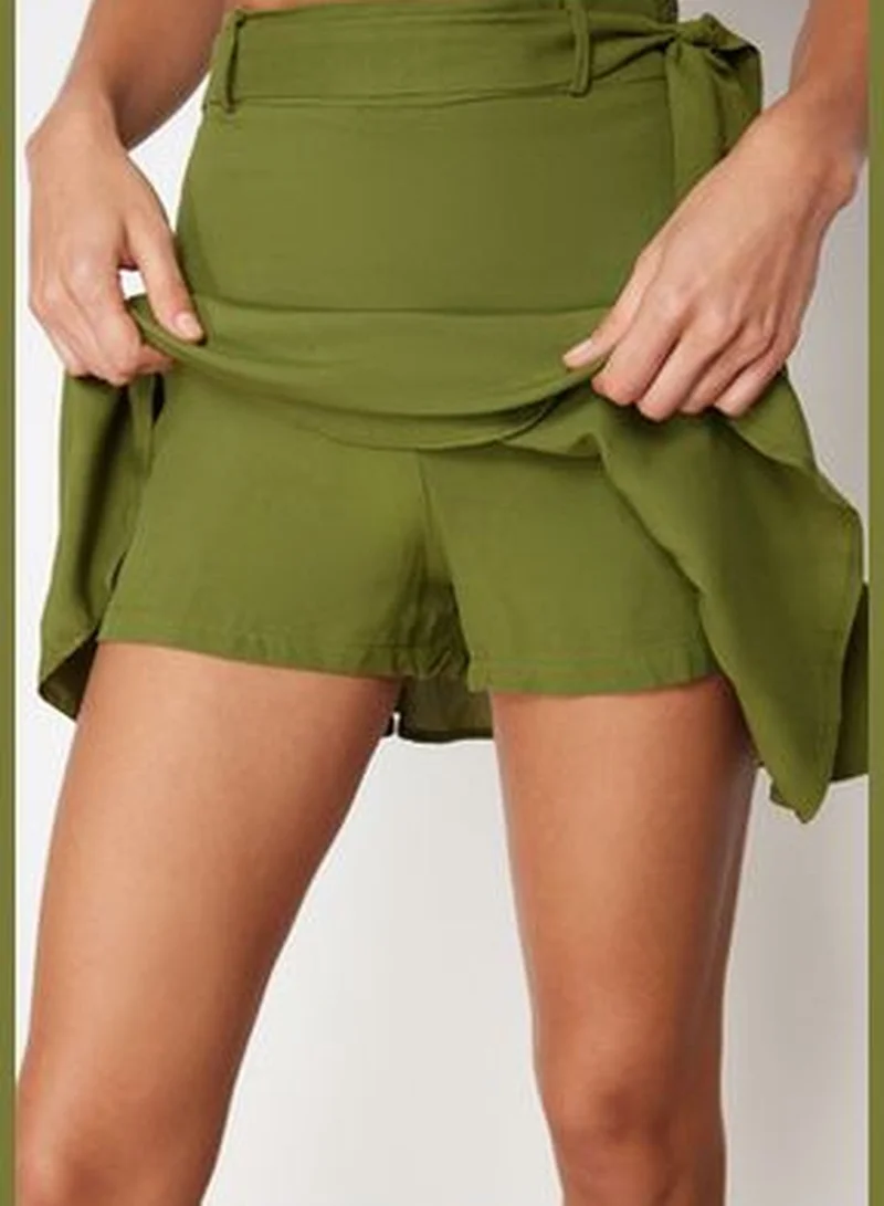 trendyol Khaki Woven Short Skirt TWOSS24SR00013