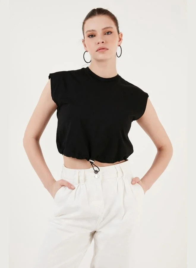 Lela Lela Crew Neck 100% Cotton Crop T Shirt Women's T SHIRT 5865587