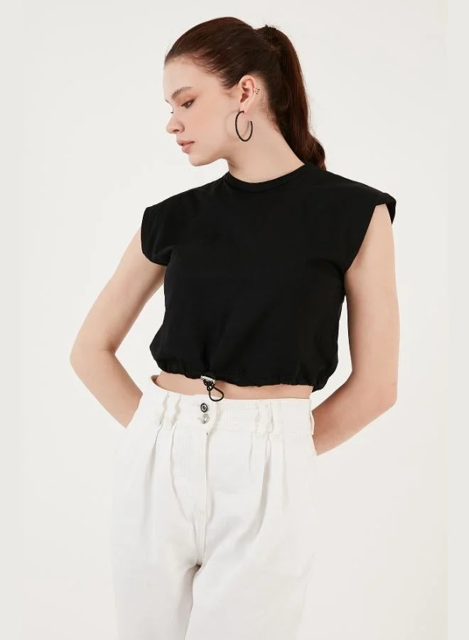 Lela Lela Crew Neck 100% Cotton Crop T Shirt Women's T SHIRT 5865587