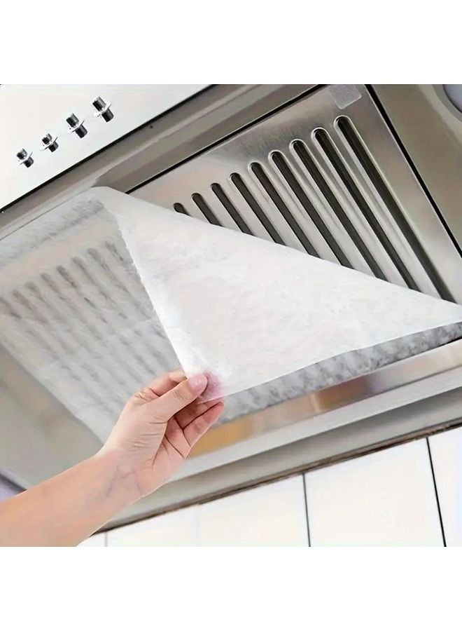 12 قطعة من ورق مرشح امتصاص الزيت الأبيض لغطاء المدخنة، أغطية مراوح العادم المطبخية القابلة للتصرف - Image 2