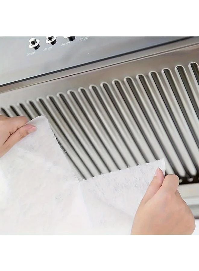 12 قطعة من ورق مرشح امتصاص الزيت الأبيض لغطاء المدخنة، أغطية مراوح العادم المطبخية القابلة للتصرف - Image 5