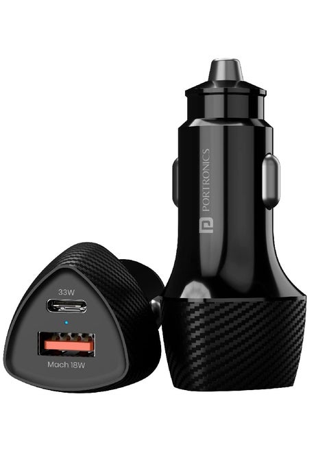 Portronics 51W car power 16 fast car charger with dual output, 51 Watts