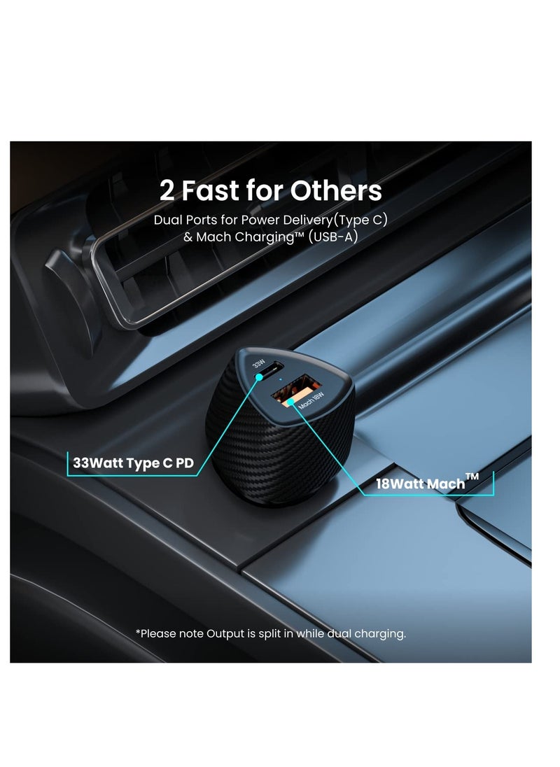 Portronics 51W car power 16 fast car charger with dual output, 51 Watts
