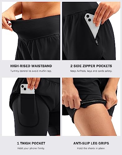 Bikewa Women's Mountain Bike Shorts 4D Padded Cycling Riding Road Biking Bicycle Biker Cycle Padding UPF 50+ Shorts for Women Zipper Pockets(Black,M) - Image 5