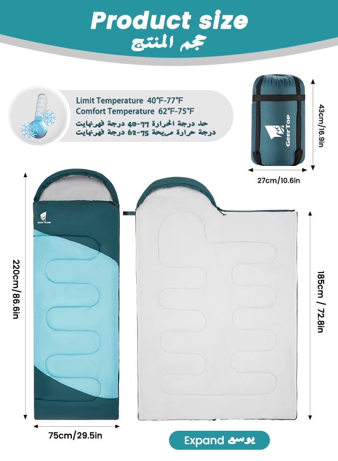 GEERTOP Backpacking Sleeping Bag for Camping, Lightweight Sleeping Bags for Adults Kids Summer Warm Cold Weather Hiking Travel - Image 2