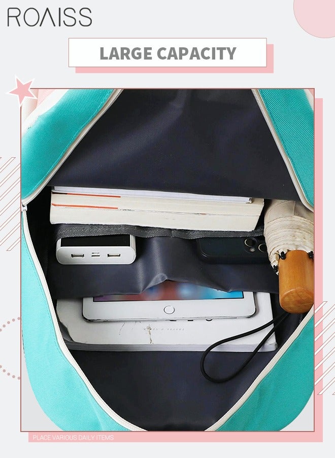 رويس طقم حقائب ظهر للبنات مكون من خمس قطع، سعة كبيرة جدًا، متعددة الوظائف، مقاومة للماء، متعددة الطبقات، خفيفة الوزن، مزودة بسحاب وأحزمة مبطنة بالهواء، جيدة التهوية ومقاومة للتآكل. - Image 5