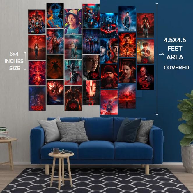 Posters Inc A6 Size Pack Of 27 Stranger Things Wall Art Featuring Hawkins Theme Decor Retro Neon Aesthetic Netflix Series Collectible Includes Glue Dots - Image 3
