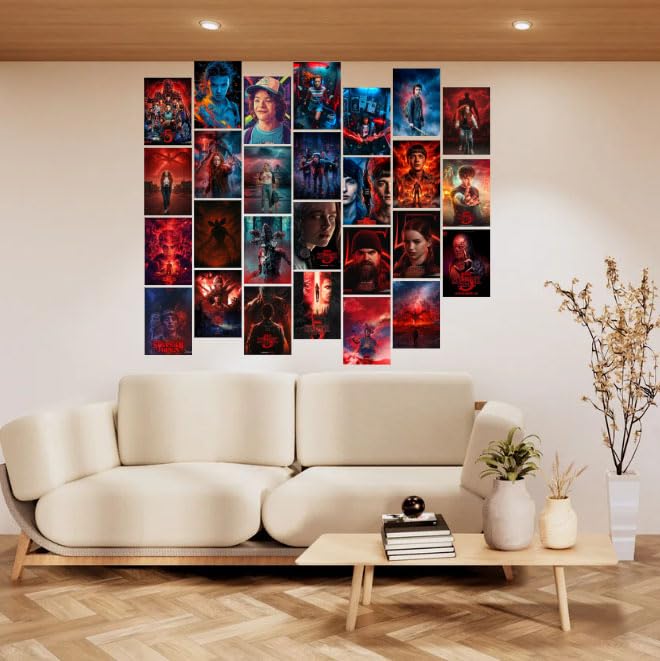 Posters Inc A6 Size Pack Of 27 Stranger Things Wall Art Featuring Hawkins Theme Decor Retro Neon Aesthetic Netflix Series Collectible Includes Glue Dots - Image 2