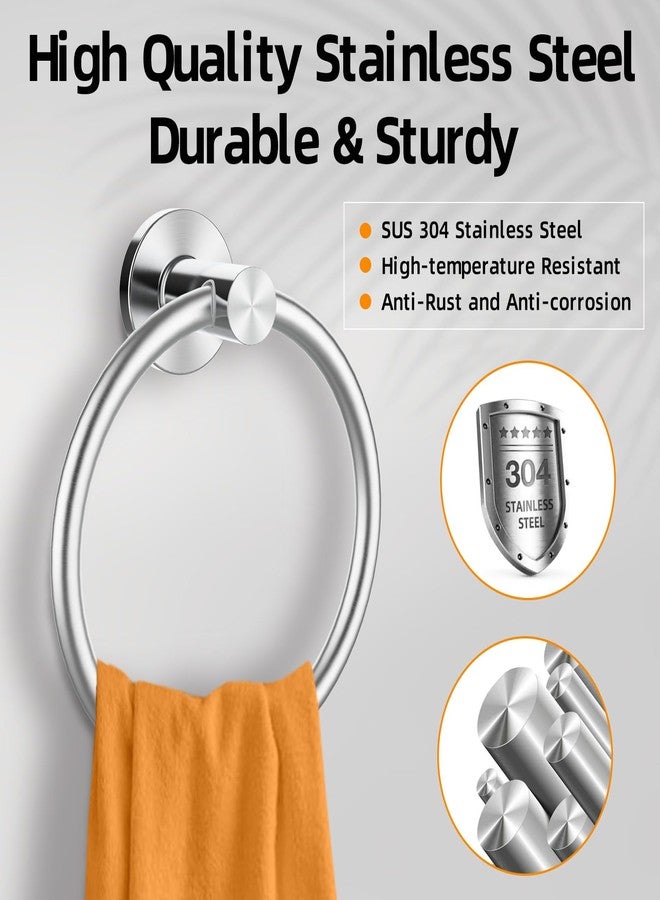 Z-TIISON Towel Ring, SUS304 Stainless Steel Hand Towel Holder for Bathroom Kitchen, Modern Style Towel Hanger, Thicken Ring Towel Holder, Towel Rack Round Wall Mounted (2, Sliver) - Image 2