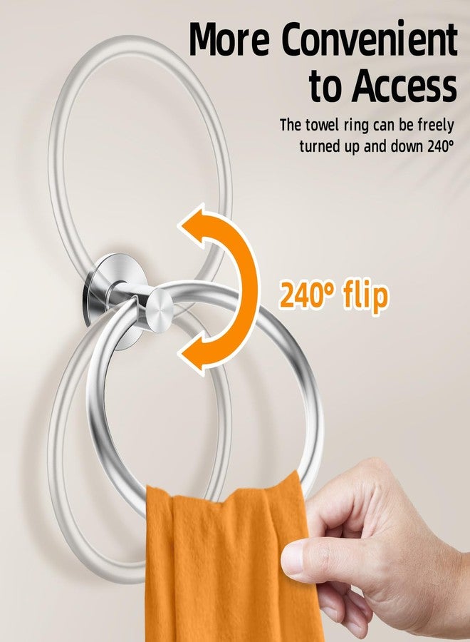 Z-TIISON Towel Ring, SUS304 Stainless Steel Hand Towel Holder for Bathroom Kitchen, Modern Style Towel Hanger, Thicken Ring Towel Holder, Towel Rack Round Wall Mounted (2, Sliver) - Image 4