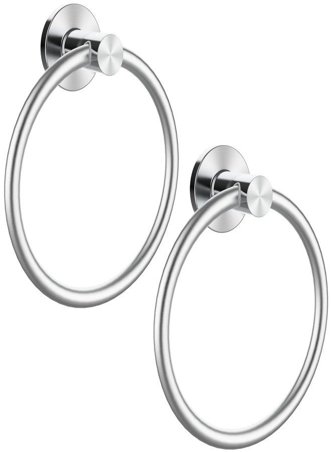 Z-TIISON Towel Ring, SUS304 Stainless Steel Hand Towel Holder for Bathroom Kitchen, Modern Style Towel Hanger, Thicken Ring Towel Holder, Towel Rack Round Wall Mounted (2, Sliver) - Image 1