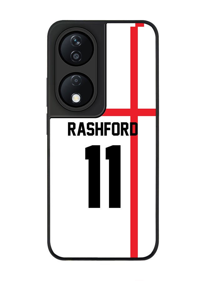 Stylizedd Rugged Black Edge Case for Honor X7b, Slim fit Case Flexible Anti Drop TPU Gel Thin Cover -  Football Team - England, Player Name - Rashford - Image 1