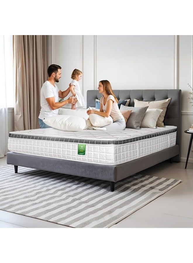 EASELIVING Orthopedic Hybrid Cool Gel Memory Mattress | Medium Firm EuroTop - King (180 x 200 x 30 cm) | Spine Alignment, Motion Isolation, Edge Support | Cooling And Pressure Relief | Pocket Spring Core - Image 1