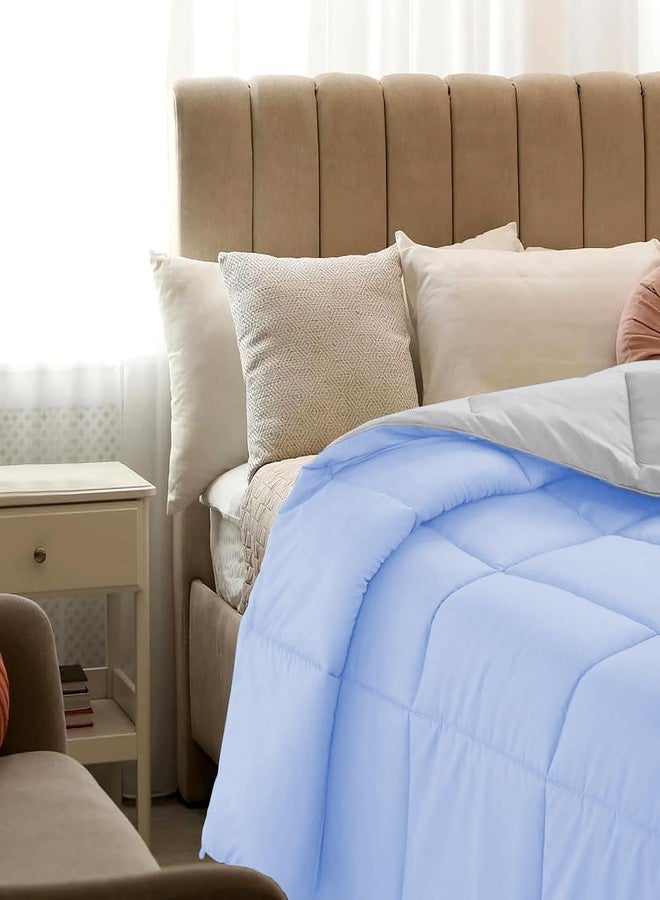 AYANSHI BEDDING Super Soft 100 GSM Ac Blanket/Ac Comforter King Size Bed Summer Comforter Microfibre Lightweight (90" X106" Inches) - King Size Bed Comforter - Sky Blue/Silver Grey Color - Image 3