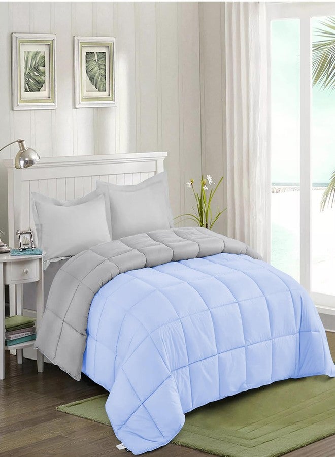 AYANSHI BEDDING Super Soft 100 GSM Ac Blanket/Ac Comforter King Size Bed Summer Comforter Microfibre Lightweight (90" X106" Inches) - King Size Bed Comforter - Sky Blue/Silver Grey Color - Image 2