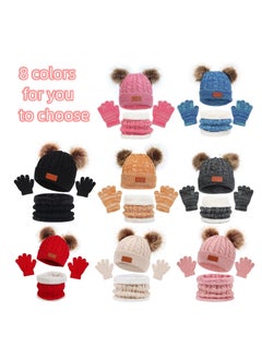 SYOSI Kids Winter Hat Gloves Scarf Set for 2-6 Years Old Warm Knit Pompom Beanie Cap Neck Warmer Gloves Winter Warm Knitted Beanie Hat Scarf Gloves Set High Quality Pure Plush Yellow  - Image 3