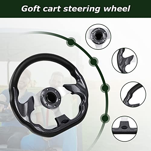 QYMOPAY Golf Cart Steering Wheel, Skid Steering Wheel, Universal Golf Cart for Club Car EZGO RXV and for TXT, for Yamaha, for Precedent Tempo, for DS - Image 3