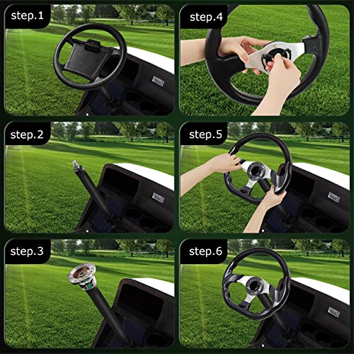 QYMOPAY Golf Cart Steering Wheel, Skid Steering Wheel, Universal Golf Cart for Club Car EZGO RXV and for TXT, for Yamaha, for Precedent Tempo, for DS - Image 4
