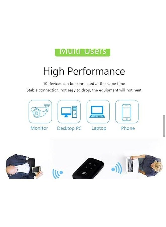 عام محول لاسلكي 4G LTE لجميع شبكات الـ 4G/5G SIM، يعمل بالإنارة ويتميز بسرعة بيانات تصل إلى 150 ميجابت في الثانية ويحتوي على بطارية قابلة لإعادة الشحن بسعة 2100mAh لتشغيل نقطة اتصال واي فاي. - Image 5