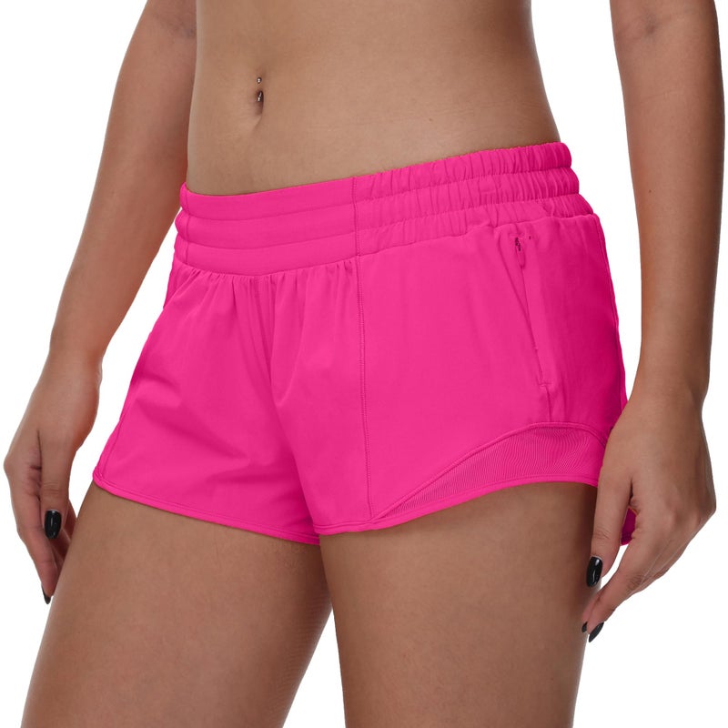 MCEDAR Women's Running Shorts Low Waisted 2.5"ï¼ŒLightweight Active Workout Quick Dry Gym Athletic Sports Shorts Zip Pocket Sonic Pink,4/XS - Image 5