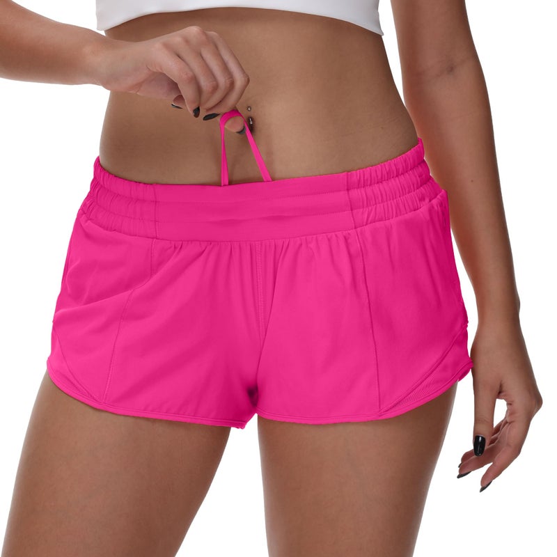 MCEDAR Women's Running Shorts Low Waisted 2.5"ï¼ŒLightweight Active Workout Quick Dry Gym Athletic Sports Shorts Zip Pocket Sonic Pink,4/XS - Image 4