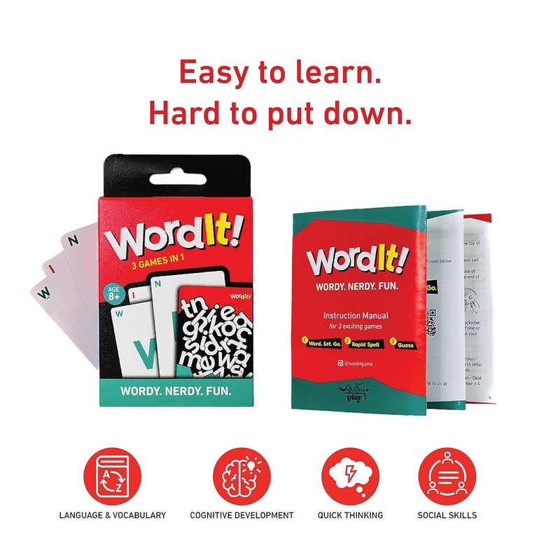 WordIt! ! Card Game for Kids, Adults and Families | Perfect for Word Lovers | Fun Way to Learn Vocabulary, 3 Games Inside (Pack of One) - Image 3